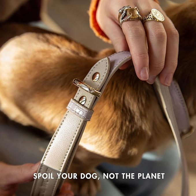 NINA WOOF Milan Leather Dog Leash - Padded Luxury Lead for Large & Medium Dogs, 4ft Lilac