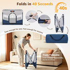 LOOBANI Foldable Dog Playpen with Washable Pee Pad, 32"x24"x22", Blue | Portable Pet Playpen for Small Dogs Cats Indoor Use, Sturdy Dog Crate with Premium Frame and 690D Oxford Waterproof Cover