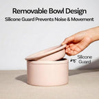 Hello Bowl Elevated Ceramic Cat Bowl with Stand, Raised Whisker-Friendly Feeding Bowl for Cats & Small Dogs, Patented Design, Made in Korea (5.9" H - Pink, Square/Dry)