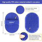 Dog bath brush, ROPO rubber massage dog shampoo brush, used for pet grooming, removing shedding fur, combing tangles and dead fur, suitable for pet dogs and cats (blue)
