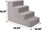 MEWANG Dog Stairs for Small & Medium Dogs and Old Cats –3/4/ 5 Steps High-Density Foam Pet Ramp for Bed & Couch, Non-Slip, Washable Cover, Grey (Square Corner, 4 Steps: 23.94''×18.27''×14.96'', 2)