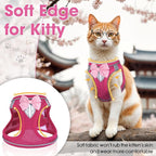 Cat Vest Harness and Leash Set for Walking Escape Proof, Adjustable Kitten Harness Breathable Mesh with Reflective Strips Harness for Kitty Puppy Bunny (Pink,XS)