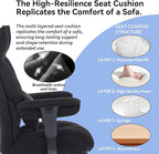 Efomao Executive Office Chair, Soft-Cushioned Computer Chair with Foot Rest, Fabric Home Office Desk Chairs, Big and Tall Office Chairs, Black