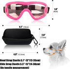 Dog Goggles Small Breed Dog Sunglasses with Adjustable for UV Protection Eyewear Doggy Doggie Puppy Glasses Anti-Fog Wind Dust Snowproof (Pink Frame Transparent Lens)