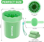 Professional 7 in 1 Dog Paw Cleaner for Dogs & Cats - Includes 1 Portable Paw Washer, 1 Bath Brush, 2 Dog Toothbrushes and 3 Absorbent Towels Note: Fits Paws up to 2 Inches Wide (Small, Light Green)
