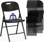 50 Pack Thicker 800 LBS Black Folding Chairs, Commercial Grade Folding Chair, Foldable Chairs for Events