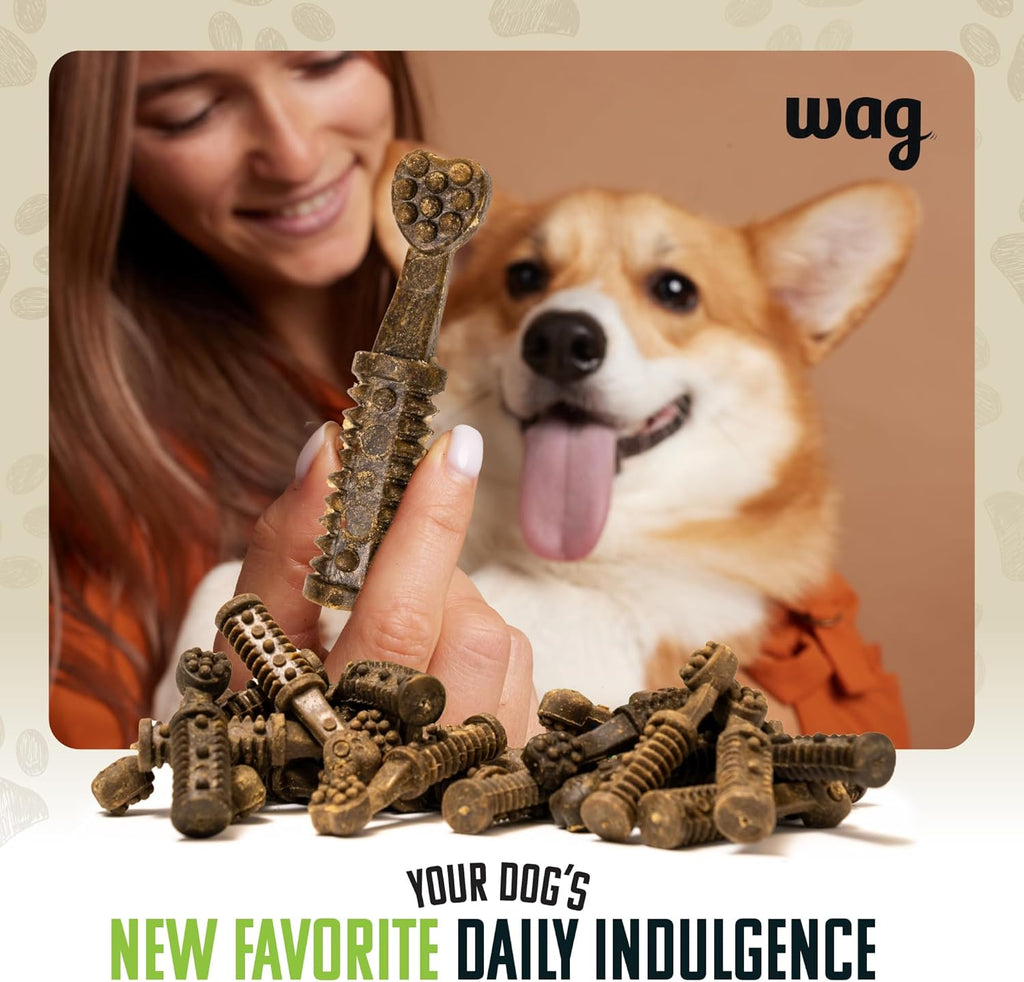 Amazon Brand - Wag Dental Dog Treats to Help Clean Teeth & Freshen Breath - Medium, Unflavored, 36 Count (Pack of 1)