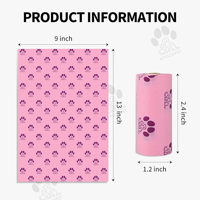 Dog Poop Bags Rolls 300 Count Biodegradable Poop Bags Refills for Dog and Cat Lavender Scented Waste Bag Leak Proof Doggie Poop Bag Doggy Trash Bag Purple