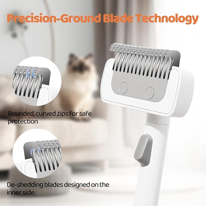 Furgo Cat Brush for Long Haired Cats, Pet Grooming Brush for Matted Fur & Loose Hair, One-Click Hair Removal, Skin-Friendly, Deshedding & Dematting Comb for Cats & Small Dogs