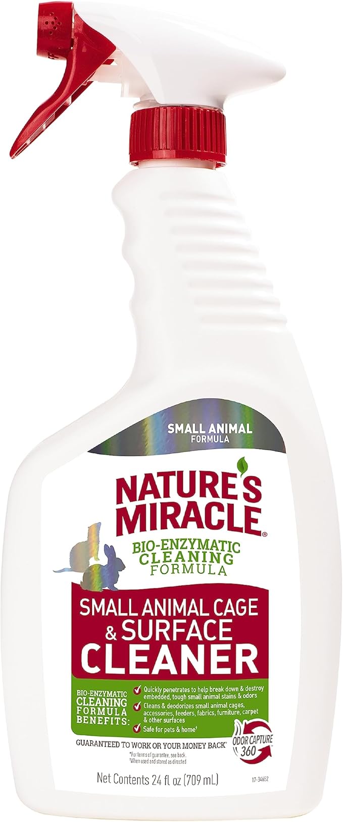 Nature’s Miracle Small Animal Cage and Surface Cleaner, Bio-Enzymatic Cleaning Formula, Destroy Tough Stains and Odors, 24 Ounces