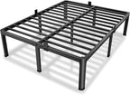 MAF 20 Inch Queen Size Bed Frame with Round Corner Legs Mattress Slide Stopper No Box Spring Needed Heavy Duty Metal Platform Bed Frames Under-Bed Storage Space, 3000 LBS Steel Slats Support
