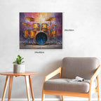Music Wall Art Graffiti Musical Instruments Canvas Wall Decor Drum Pictures Painting Print Artwork Framed Decorations Gifts for Drummers Music Lover Studio Bar Musician Home Bedroom Living Room 20"x24"