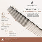 Warren London Copper Crescent Comb 6.5 Inch – Professional Dog Grooming Detail Comb with Curved Teeth – For Face, Legs, Tail, Ears, Paws, Mats, Tangles & Finishing – For Groomers & Pet Owners