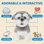 CU-MATE Plush Interactive Simulation Dog-Realistic Puppy Electronic Toy Dog Cat with Walking/Barking/Wagging Tail/Talking-Like Real Robotic Present (Electric Schnauzer)