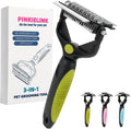 3-IN-1 Pet Grooming Tool - Undercoat Rake, Dematting Comb & Deshedding Brush for Cats & Dogs - Removes Mats, Tangles & Loose Fur, Reduces Shedding & Prevents Hair Mess (Green)