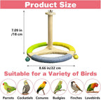 PINVNBY Hanging Bird Stand Perch Toy Wooden Spinning Parrot Perch with Cotton Rope and Bell Interactive Cockatiel Toy Bird Cage Accessories for Parakeets Conures Budgies Finches Lovebirds