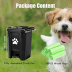 Outdoor Dog Poop Trash Can, Dog Waste Trash Can for Backyard Garden Home with Lid, Removable Inner Bin, Green Waste Bag, Black Fully Assembled