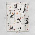 ICMOLYYENLO Abstract Cat Tapestry, Medieval Abstract Atomic Star Cat Vintage Home Wall Hanging Art Tapestry for Bedroom Living Room Dormitory 60x60 Inch