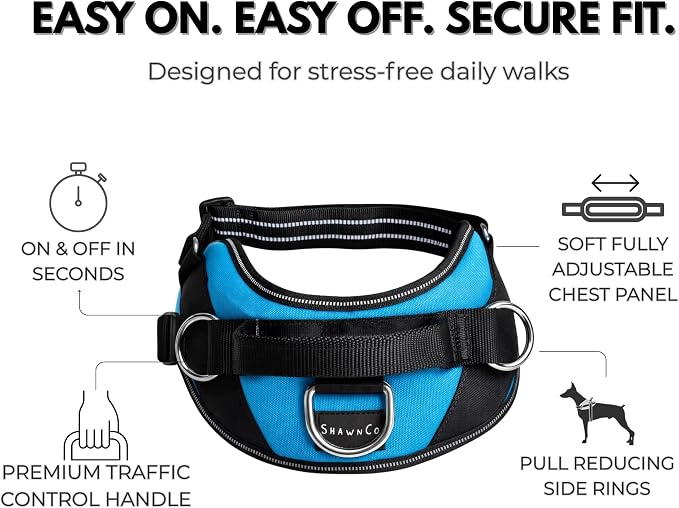 ShawnCo Essential Dog Harness, No-Pull Pet Vest (Military Camo,L) | 3 Leash Clips, Easy On, No-Choke, Reflective, Adjustable Fit, Padded Comfort, Control Handle, For Small, Medium & Large Dogs