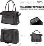 Fashion Pet Carrier Purse for Small Cat and Dog, Luxury Pu Soft-Sided Tote Bag with Large Pockets for Dogs and Puppies (Black, 15.8" L x 7.5" W x 11.8" H)