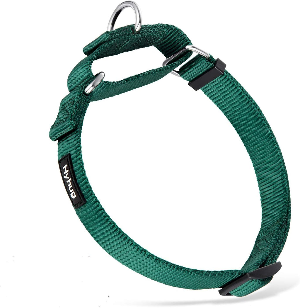 Hyhug Anti - Slip Out Strong Martingale Collar for Large Boy and Girl Dogs Comfy and Safe - Daily Use Walking and Professional Training.(Large,Solid Color Dark Green)