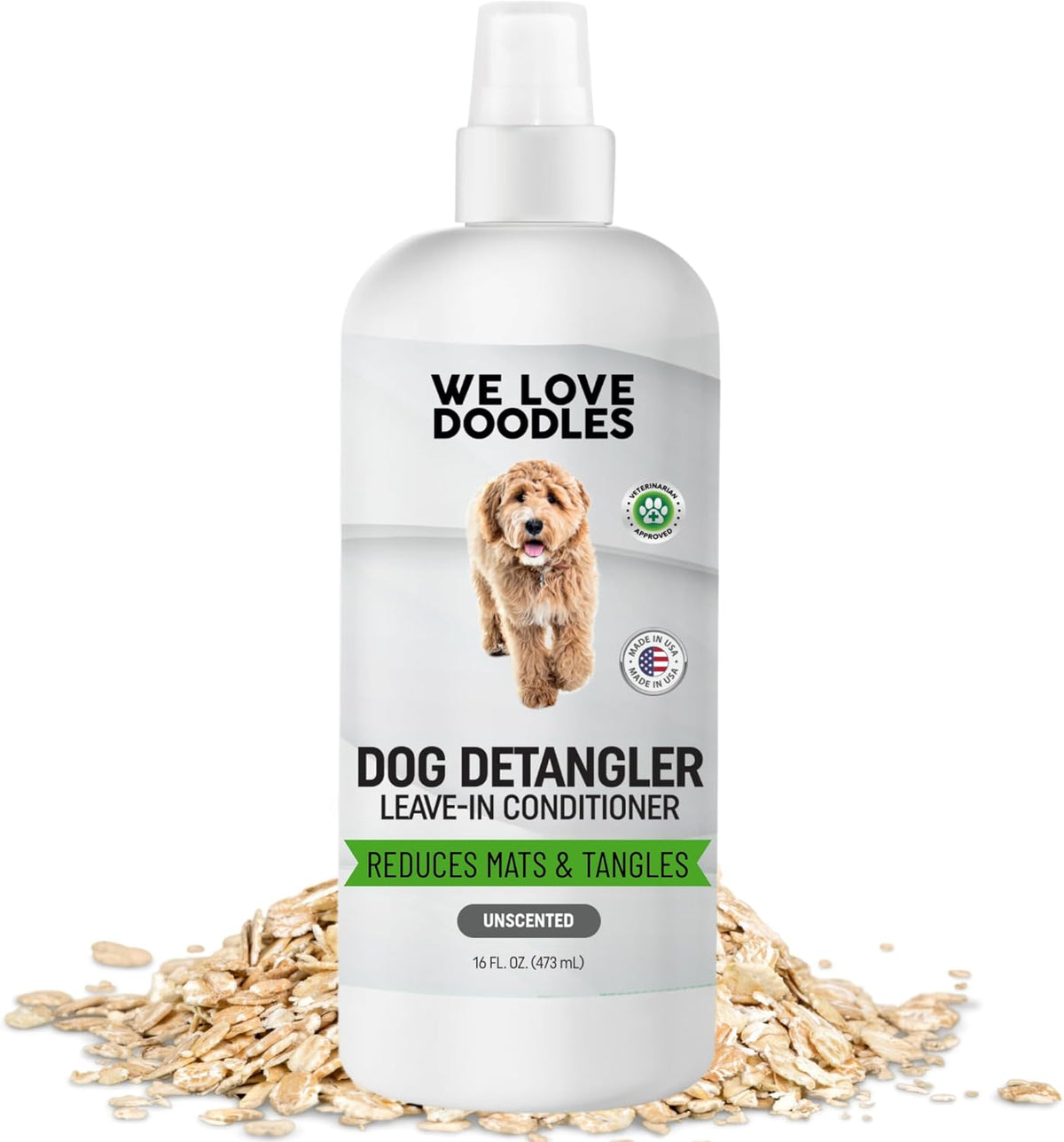 We Love Doodles Dog Detangler Spray - Leave-in Conditioner for Dogs - Dog Detangling Spray - Dematting Spray for Dogs - Tangle Remover - Made in The USA (Hypoallergenic Unscented)