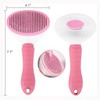 PETS-LAMB Self-Cleaning Dog and Cat Grooming Brush, Suitable for Long or Short Hair, Loose Hair Removal Brush, Easy to Remove, Pet Massage Tool. (Pink)
