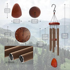 28" Wind Chime for Mothers Day, Decorative Wind Chimes for Outside, Memorial Windchimes Remembrance Gift for Women Mom Grandma, Metal Wind Chimes Outdoor Decor for Garden Patio Zen(Coffee)