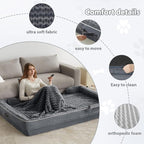 WNPETHOME Orthopedic Washable Human Dog Bed for Adult & Dog Cozy Sleep | Human Size Waterproof Big Soft Dog Couch Sofa Bed for Dogs & Adult Relax with Removable Cover Pet Bed Dark Grey 61x43 Inch