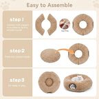 Dogpals Cat Tunnel Bed Cave 33" Lx10 Wx10 H for Indoor Cats(Khaki) | Washable Cozy Cushion, Soft Striped Plush Fabric, Hideaway Peekaboo Cave for Kittens, Puppies, Rabbits & Small Pets