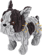 Dog Toys Plush Interactive Dog Toy with Crinkle Paper and Squeaker, Reduce Boredom and Anxiety, Cute Dog for Small Medium Large Dogs, Grey