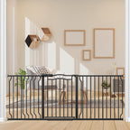 67.3-81.1" Extra Wide Baby Gate for Stairs No Drilling, 30" Tall Auto Close Press Mounted Baby Gate for Doorways, Adjustable Width Walk Through Long Gates for Kids or Pets, Black