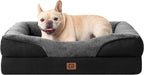 EHEYCIGA Memory Foam Dog Bed for Medium Size, Orthopedic Dog Sofa with Sides and Waterproof Liner, Washable Bolster Pet Bed Couch with Removable Cover, 30x20x6.5 Inch, Grey/Black