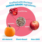 Cranberry, Pumpkin, & Apple Healthy Dog Treats - Vegan, Non-GMO, Human Grade - All Breeds, Sizes, & Ages - All Natural, Lean, Gluten-Free, Soft & Chewy - 6pk (108 Dog Treats Bulk)