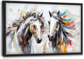 Quorin Horse Large Wall Art White Horse Animal Pictures Wall Decor Colorful Graffiti Canvas Print Painting Artwork for Bathroom Living Room Bedroom 36L x 24W