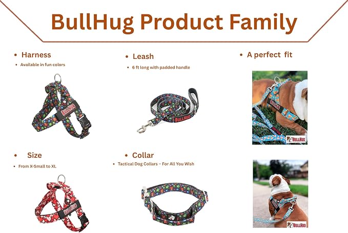 Adjustable Dog Harness– No Pull, No Choke – for English Bulldogs, French Bulldogs, Pugs & Broad-Chested Breeds – Easy, Safe Walks (Pink Floral, XL)