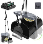 UPSKY Dog Pooper Scooper Swivel Bin & Rake Kit with 100 Waste Bags,33.4" Stainless Steel Long Handle Heavy Duty Pet Poop Shovel for Large Medium Small Dogs, Odor-Proof Lid for Yard/Lawn/Outdoor Use