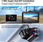 Fookoo HD Magnetic Wireless Backup Camera, 1080P 7" Dual Split Monitor & Rechargeable Rear View Cameras, Lower Consumption 1-Min Installation No Drilling Recording for RV Trailer Truck Camper DCX702