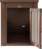 New Age Pet ECOFLEX Dog Crate End Table - Furniture-Style Pet Crate for Crate Trained Dogs - Stainless Steel Tubing & a Latched Closure - 10 Year Manufacturer's Warranty, Medium, Brown