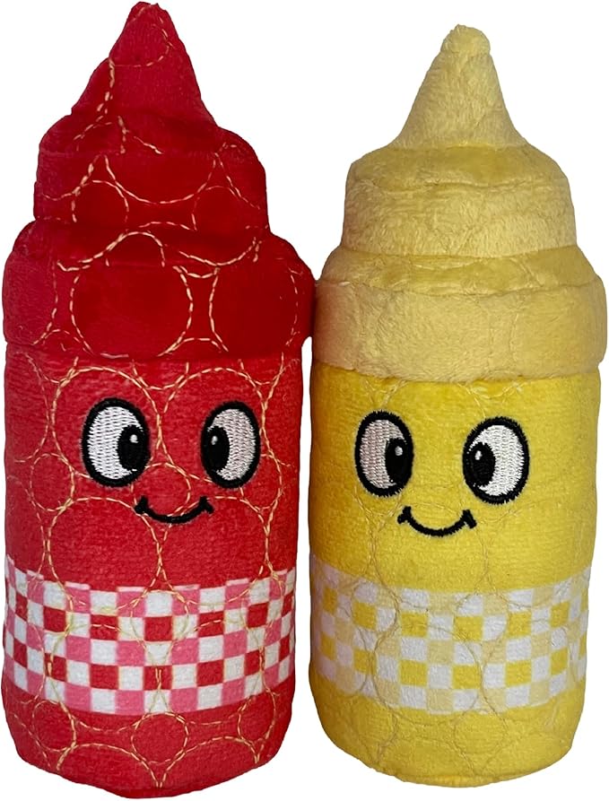 Bite Force Dog Toy - Drizzle & Dollop Squeaky Dog Toy Kevlar-Reinforced for Aggressive Chewers- red and Yellow.