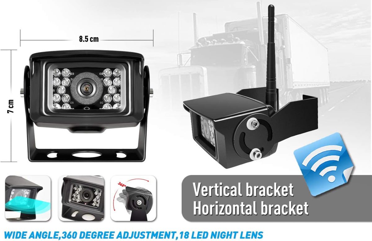 Digital Wireless Backup Camera System Kit, IP69 Waterproof Wireless Rear View Camera + 7?™â€?LCD Wireless Reverse Monitor for RV/Truck/Trailer/Bus/Camper/5th Wheel (W01-7 inch)