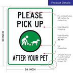 Clean Up After Your Dog Sign, Please Pick Up After Your Pet Sign, 24x30 Inches, Rust Free .063 Aluminum, Fade Resistant, Indoor/Outdoor Use, Made in USA