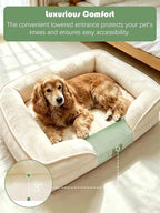 Spotted Play Orthopedic Dog Bed with Sides - Sofa Beds for Large Dogs, Supportive Foam Pet Couch Bed with Washable Removable Cover, Waterproof Lining and Non-Slip Bottom, Ivory - L