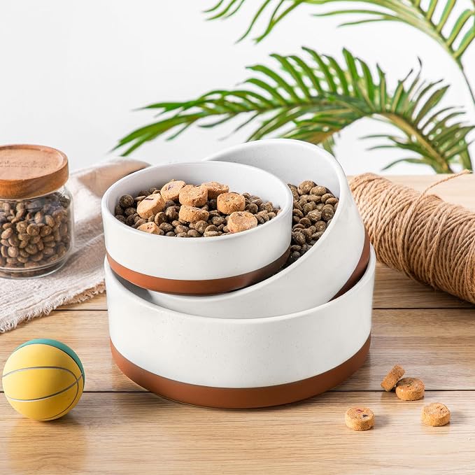 MALACASA Dog Bowls, Ceramic Dog Food and Water Bowls for Small Size Dogs, 1.5 Cups Capacity Pet Bowl for Puppy & Cats (S-1.5 Cups)