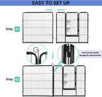 BestPet Dog Playpen Indoor 32 inch 32 Panels Metal Dog Pen Pet Dog Fence Outdoor Exercise Pen with Doors,Pet Puppy Playpen for RV Camping Yard, Black