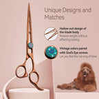 7.5'' Straight Dog Grooming Scissors Professioanl Pet Grooming Shears for Dog Cat High Cobalt Alloy Steel Hollow Out Design Sharp and Light(7.5, Chocolate Striaght)