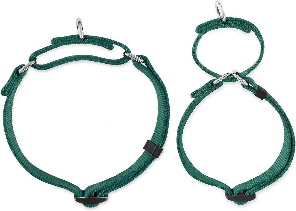 Hyhug Anti - Slip Out Strong Martingale Collar for Large Boy and Girl Dogs Comfy and Safe - Daily Use Walking and Professional Training.(Large,Solid Color Dark Green)
