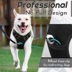 Eagloo Dog Harness Small Sized Dog, No Pull Service Vest with Reflective Strips and Control Handle, Adjustable and Comfortable for Easy Walking, No Choke Pet Harness with 2 Metal Rings, Black, S