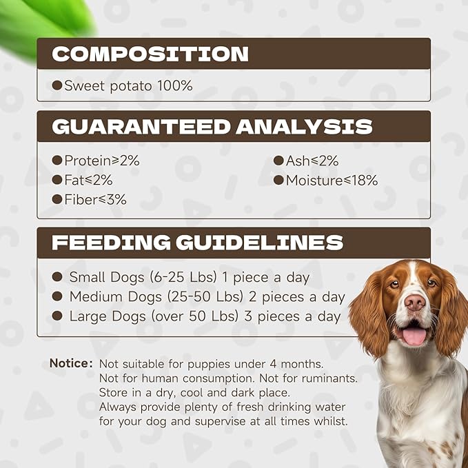 Sweet Potato Dog Treats, Healthy Natural Training Treats for Dog Snacks Low Fat Soft Chews for Small Medium Large Breed 10.54oz