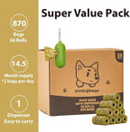 Scented Dog Poop Bags With Dispenser, Strong and Leak-proof Waste Bags for Pets, 870 Count (58 Packs of 15), 13 Inch x 9 Inch (Khaki)